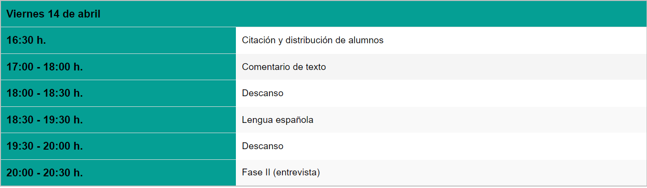 HORARIO PRUEBAS MAYORES 45